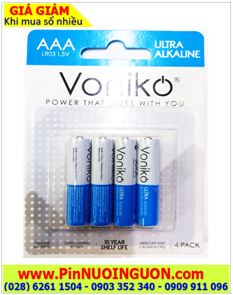 Voniko VO-LR03UD-4B, Pin AAA 1.5v Alkaline VO-LR03UD-4B / AM4 chính hãng _Loại Vỉ 4 viên